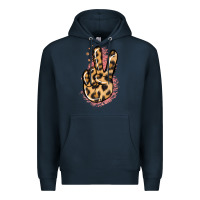 Navy Pink Glitter Leopard Peace Sign Premium Hoodie - Jasminsmagicworld