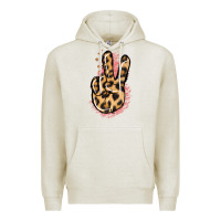 Oatmeal Heather Pink Glitter Leopard Peace Sign Premium Hoodie - Jasminsmagicworld
