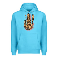 Ocean Blue Pink Glitter Leopard Peace Sign Premium Hoodie - Jasminsmagicworld