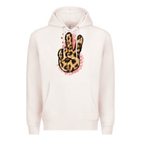 Pale Pink Pink Glitter Leopard Peace Sign Premium Hoodie - Jasminsmagicworld