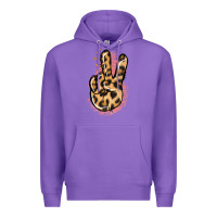 Purple Pink Glitter Leopard Peace Sign Premium Hoodie - Jasminsmagicworld