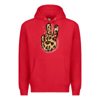 Red Pink Glitter Leopard Peace Sign Premium Hoodie - Jasminsmagicworld