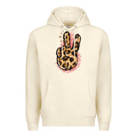 Sandshell Pink Glitter Leopard Peace Sign Premium Hoodie - Jasminsmagicworld