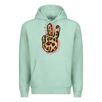 Seafoam Pink Glitter Leopard Peace Sign Premium Hoodie - Jasminsmagicworld