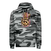 Slate Camo Pink Glitter Leopard Peace Sign Premium Hoodie - Jasminsmagicworld