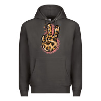 Smoke Pink Glitter Leopard Peace Sign Premium Hoodie - Jasminsmagicworld