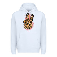 White Pink Glitter Leopard Peace Sign Premium Hoodie - Jasminsmagicworld