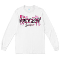 White It's Freezin Season Pink Christmas Long Sleeve Tee - RanaPortraitStore