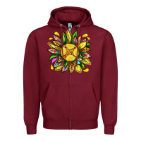 Burgundy lemon sunflower Zipper Hoodie - texasbilliewilder