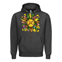 Charcoal Heather lemon sunflower Zipper Hoodie - texasbilliewilder