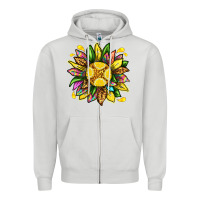 Dove Grey lemon sunflower Zipper Hoodie - texasbilliewilder