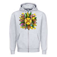 Heather Grey lemon sunflower Zipper Hoodie - texasbilliewilder