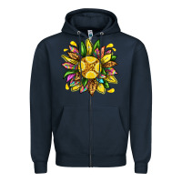 Navy lemon sunflower Zipper Hoodie - texasbilliewilder