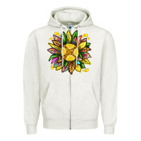 Oatmeal Heather lemon sunflower Zipper Hoodie - texasbilliewilder