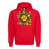 Red lemon sunflower Zipper Hoodie - texasbilliewilder