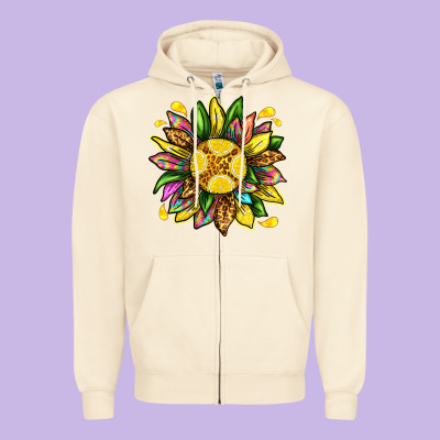 Lemon Sunflower Zipper Hoodie Designed By Texasbilliewilder