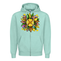 Seafoam lemon sunflower Zipper Hoodie - texasbilliewilder