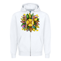 White lemon sunflower Zipper Hoodie - texasbilliewilder