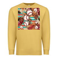 Antique Gold baseball leopard cowhide turquoise seamless pattern Premium Sweatshirt - JahusDesignShop