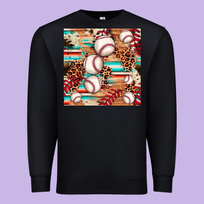 Baseball Leopard Cowhide Turquoise Seamless Pattern Premium Sweatshirt Designed By Jahusdesignshop
