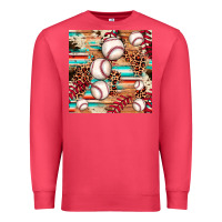 Cardinal baseball leopard cowhide turquoise seamless pattern Premium Sweatshirt - JahusDesignShop