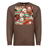 Chestnut baseball leopard cowhide turquoise seamless pattern Premium Sweatshirt - JahusDesignShop