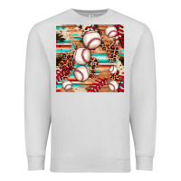 Dove Grey baseball leopard cowhide turquoise seamless pattern Premium Sweatshirt - JahusDesignShop