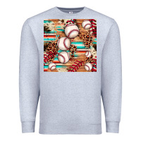 Heather Grey baseball leopard cowhide turquoise seamless pattern Premium Sweatshirt - JahusDesignShop