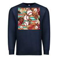 Navy baseball leopard cowhide turquoise seamless pattern Premium Sweatshirt - JahusDesignShop