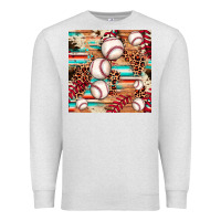 Oatmeal Heather baseball leopard cowhide turquoise seamless pattern Premium Sweatshirt - JahusDesignShop