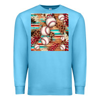 Ocean Blue baseball leopard cowhide turquoise seamless pattern Premium Sweatshirt - JahusDesignShop