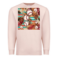 Pale Pink baseball leopard cowhide turquoise seamless pattern Premium Sweatshirt - JahusDesignShop