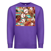 Purple baseball leopard cowhide turquoise seamless pattern Premium Sweatshirt - JahusDesignShop