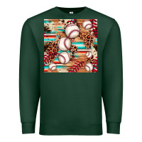 Sports Green baseball leopard cowhide turquoise seamless pattern Premium Sweatshirt - JahusDesignShop