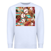 White baseball leopard cowhide turquoise seamless pattern Premium Sweatshirt - JahusDesignShop