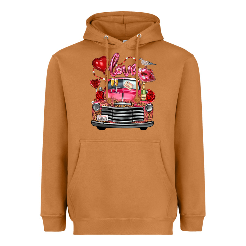 Valentine's Day Truck Love Bird Letter Heavyweight Hoodie by FaDigitalArtStudio | Teevron
