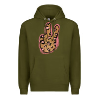 Army Green Gold Glitter Pink Leopard Peace Sign Premium Hoodie - Jasminsmagicworld