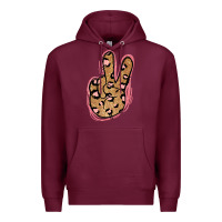 Burgundy Gold Glitter Pink Leopard Peace Sign Premium Hoodie - Jasminsmagicworld
