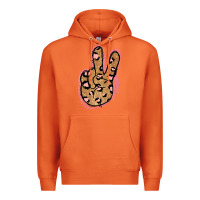 Carrot Gold Glitter Pink Leopard Peace Sign Premium Hoodie - Jasminsmagicworld