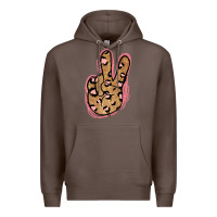 Coffee Gold Glitter Pink Leopard Peace Sign Premium Hoodie - Jasminsmagicworld