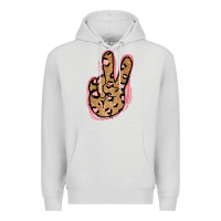 Dove Grey Gold Glitter Pink Leopard Peace Sign Premium Hoodie - Jasminsmagicworld