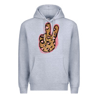 Heather Grey Gold Glitter Pink Leopard Peace Sign Premium Hoodie - Jasminsmagicworld