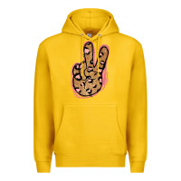 Lemon Gold Glitter Pink Leopard Peace Sign Premium Hoodie - Jasminsmagicworld
