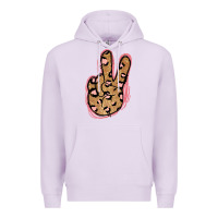 Lilac Gold Glitter Pink Leopard Peace Sign Premium Hoodie - Jasminsmagicworld
