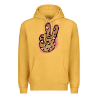 Mustard Gold Glitter Pink Leopard Peace Sign Premium Hoodie - Jasminsmagicworld