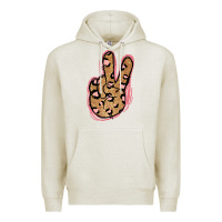 Oatmeal Heather Gold Glitter Pink Leopard Peace Sign Premium Hoodie - Jasminsmagicworld