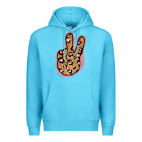 Ocean Blue Gold Glitter Pink Leopard Peace Sign Premium Hoodie - Jasminsmagicworld