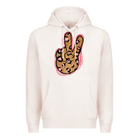 Pale Pink Gold Glitter Pink Leopard Peace Sign Premium Hoodie - Jasminsmagicworld