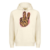 Sandshell Gold Glitter Pink Leopard Peace Sign Premium Hoodie - Jasminsmagicworld