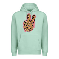 Seafoam Gold Glitter Pink Leopard Peace Sign Premium Hoodie - Jasminsmagicworld